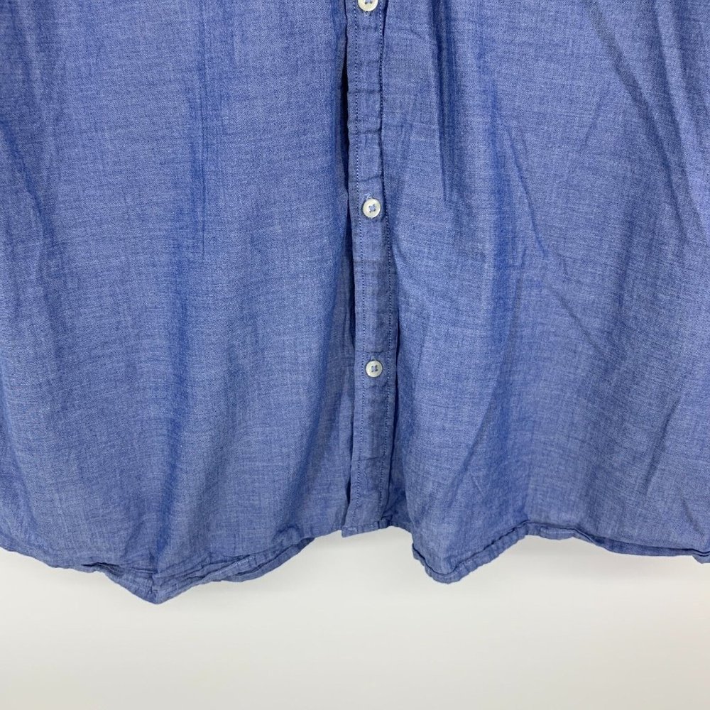 H&M Mens Shirt Regular Fit Blue Button Down Short Sleeve Oxford - Picture 5 of 10